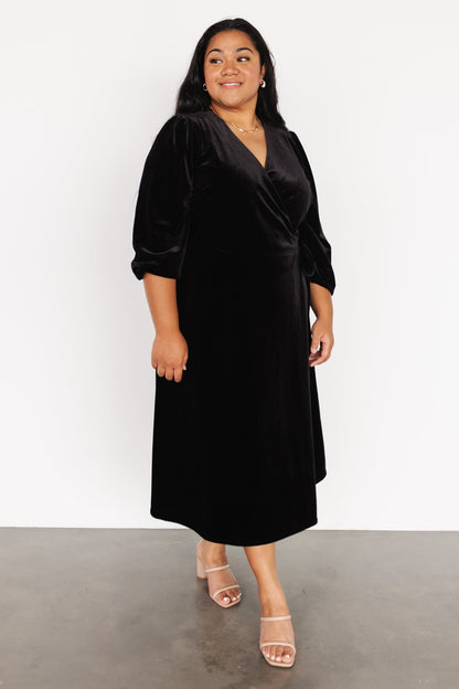 Beckinsale Velvet Wrap Dress | Black - Baltic Born