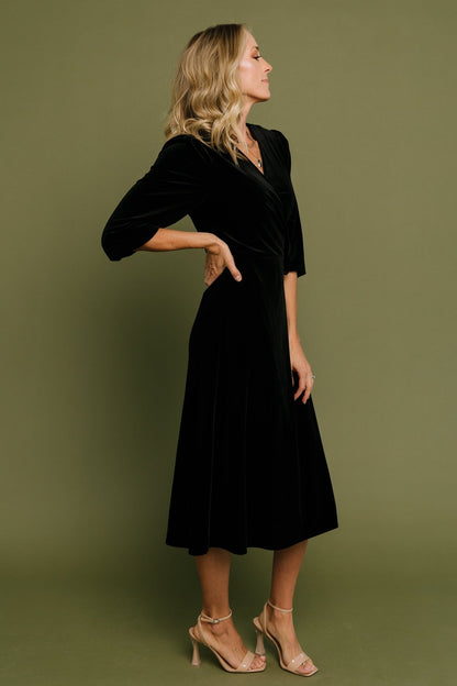 Beckinsale Velvet Wrap Dress | Black - Baltic Born