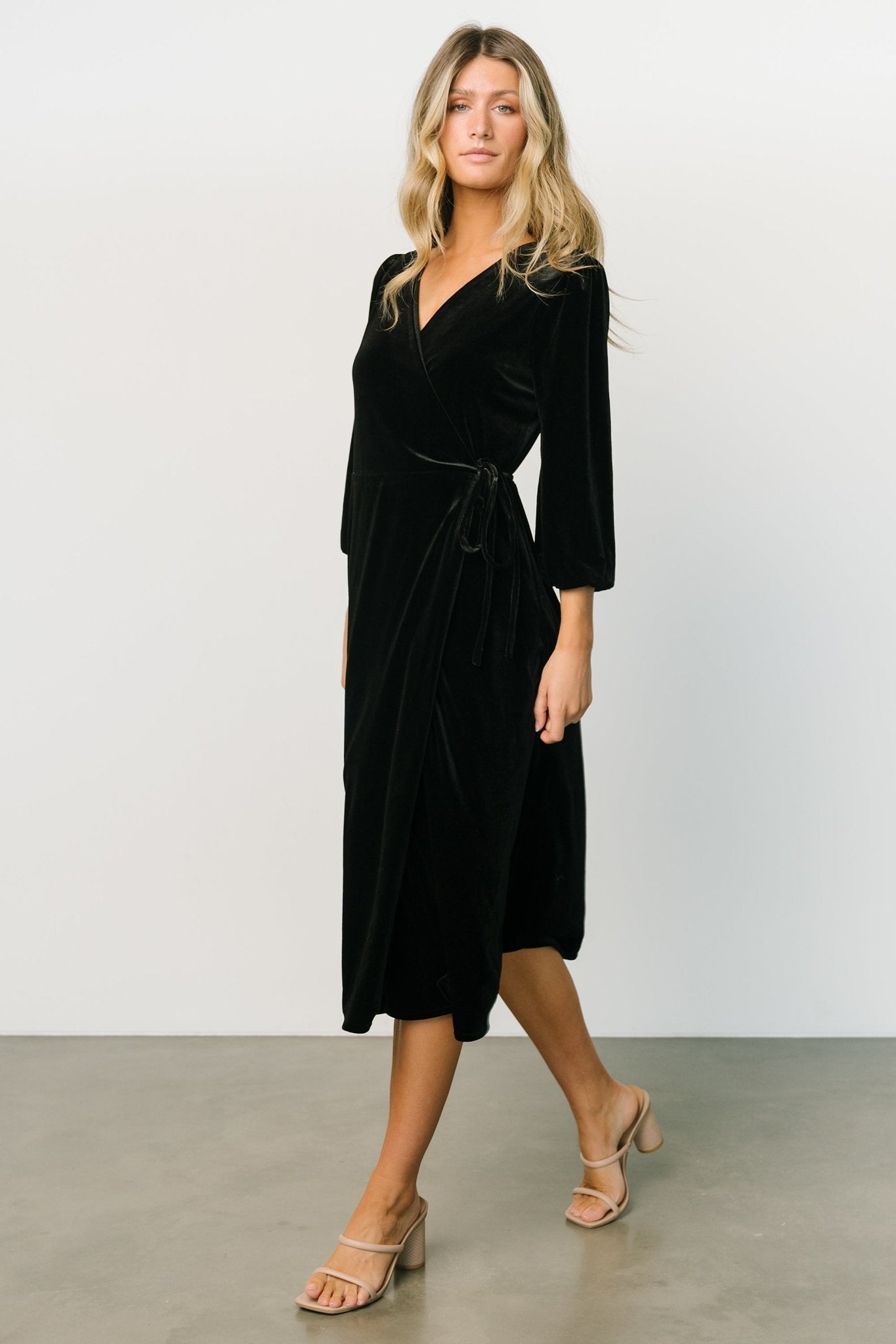 Beckinsale Velvet Wrap Dress | Black - Baltic Born