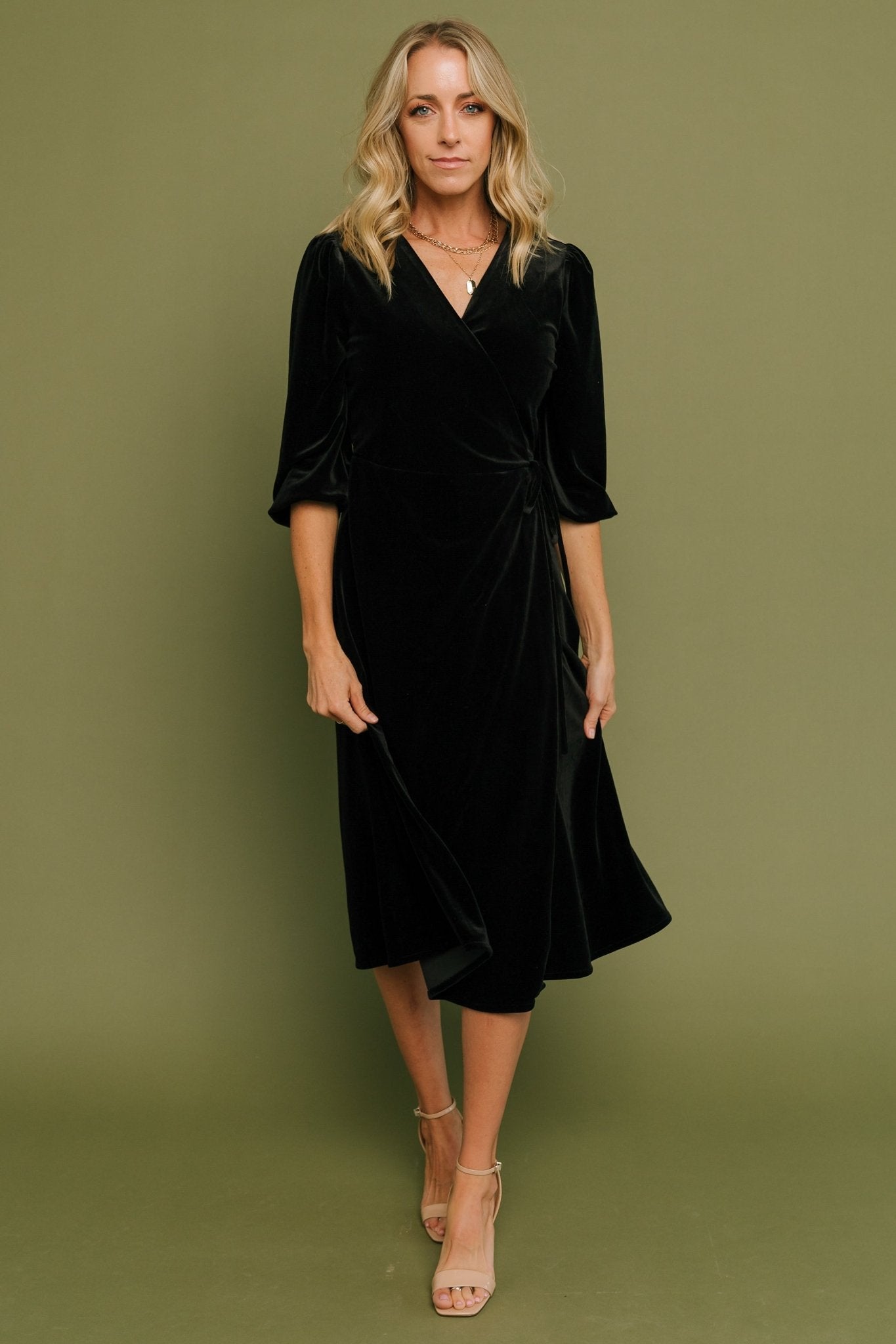 Beckinsale Velvet Wrap Dress | Black Beckinsale Velvet Wrap Dress | Black