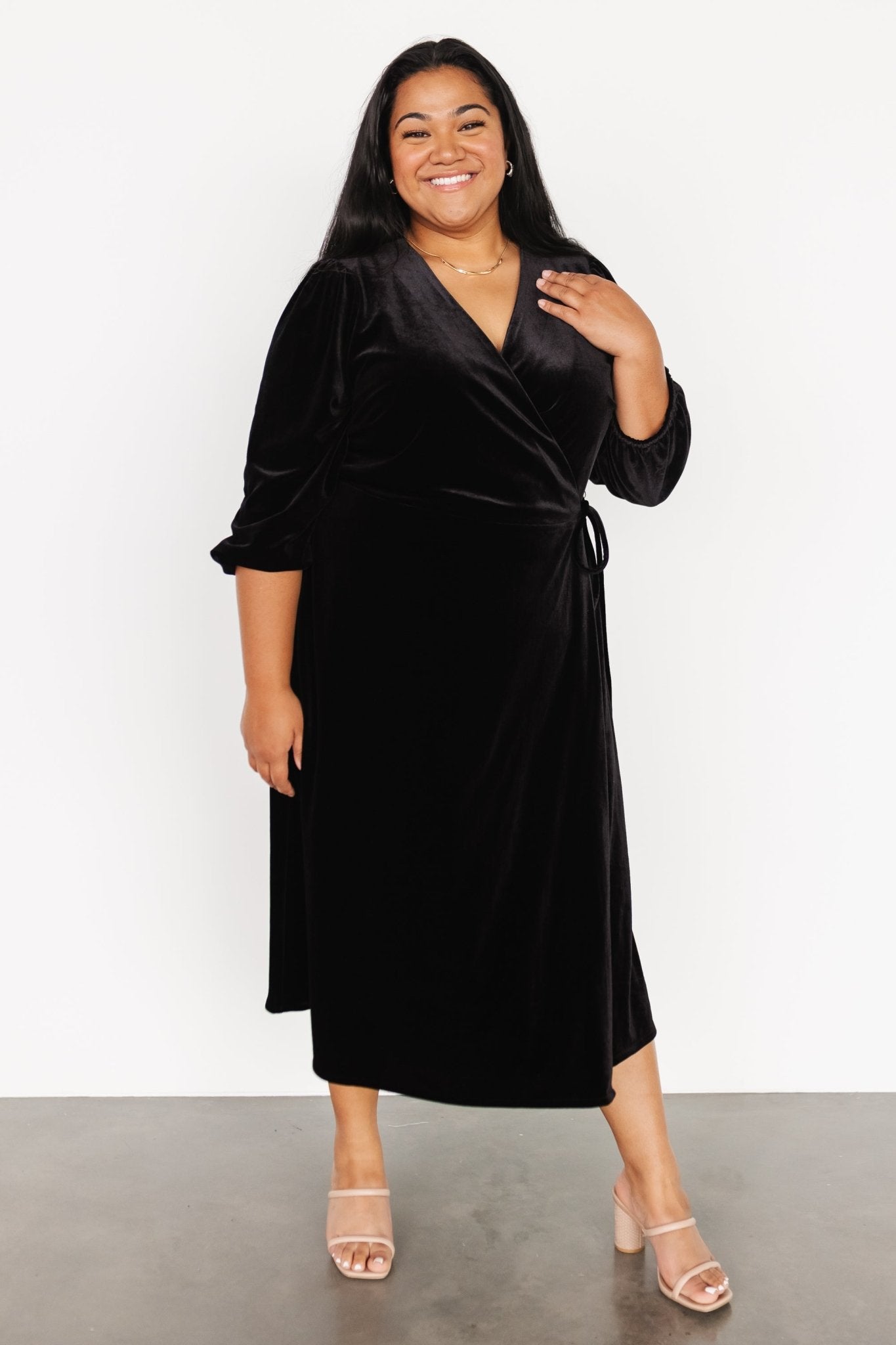 Beckinsale Velvet Wrap Dress | Black - Baltic Born