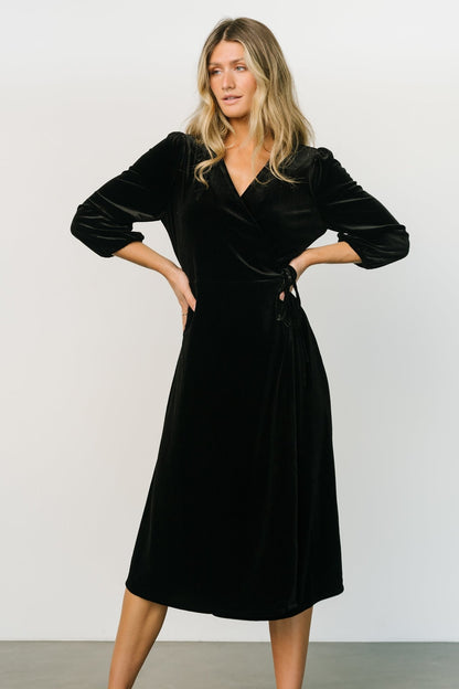 Beckinsale Velvet Wrap Dress | Black - Baltic Born