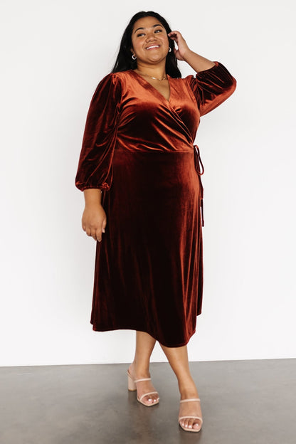 Beckinsale Velvet Wrap Dress | Cinnamon - Baltic Born