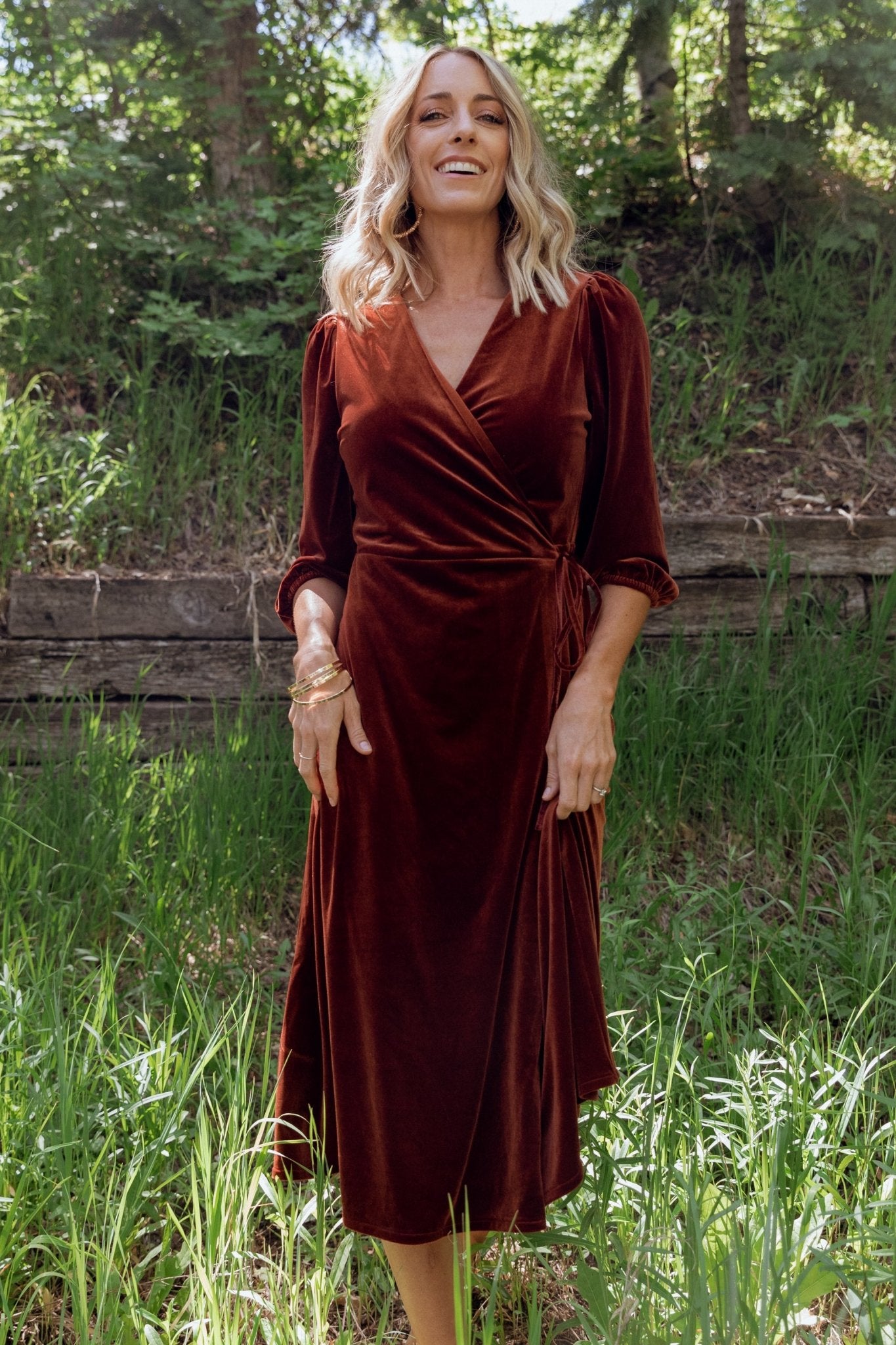 Beckinsale Velvet Wrap Dress | Cinnamon - Baltic Born