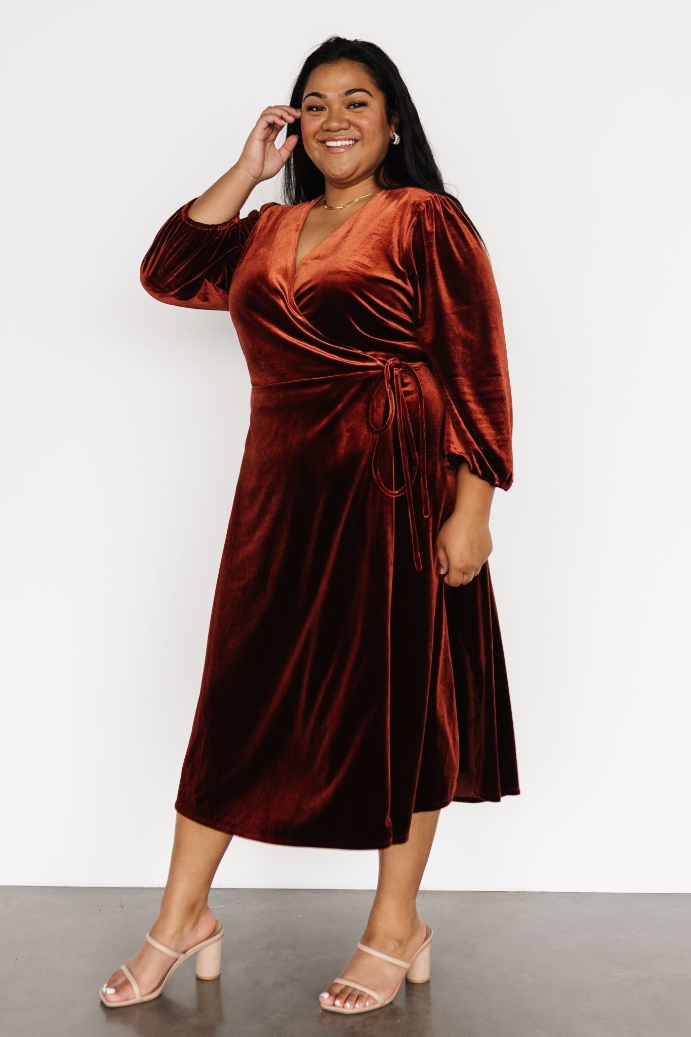 Beckinsale Velvet Wrap Dress | Cinnamon - Baltic Born