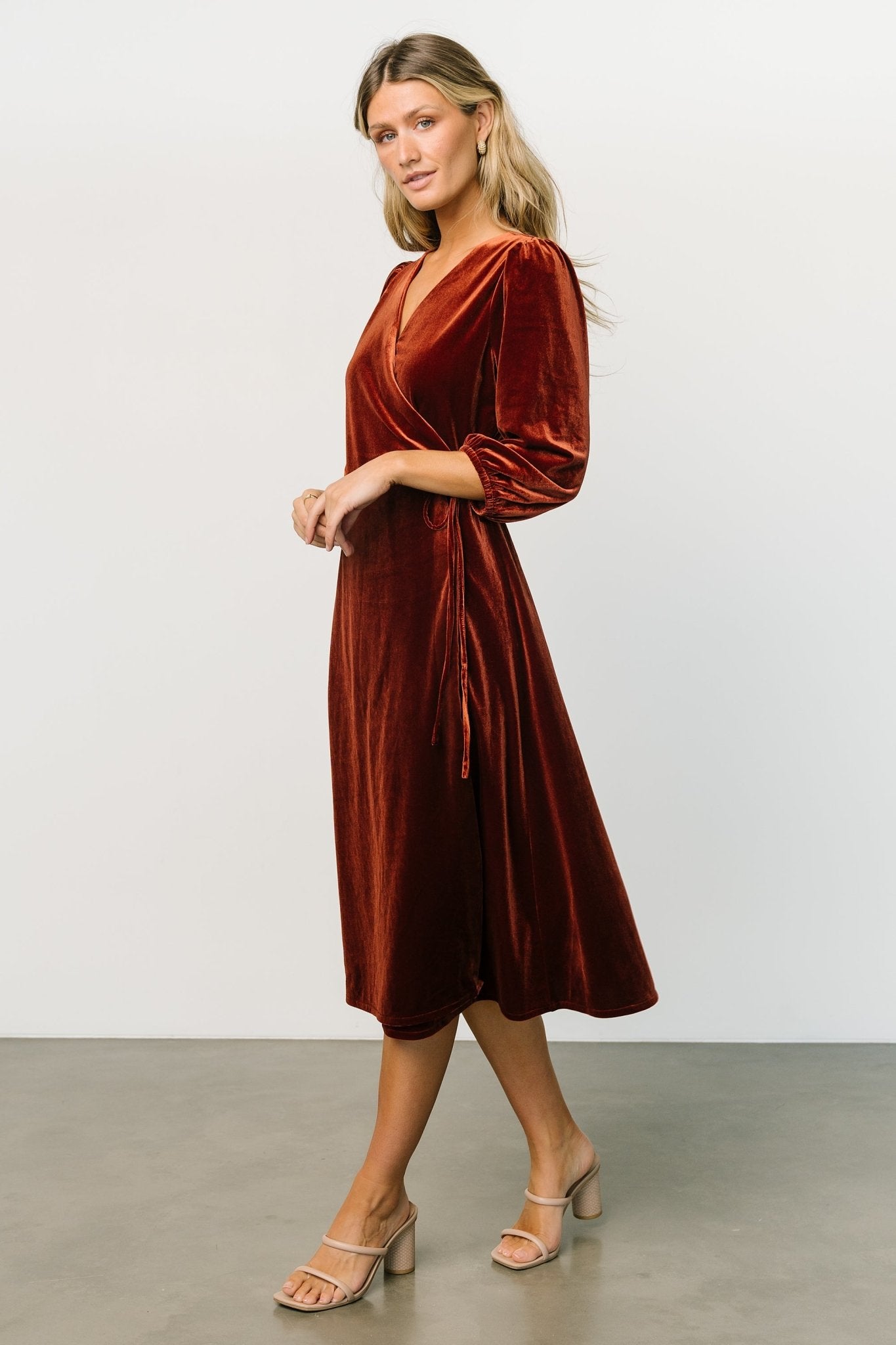 Beckinsale Velvet Wrap Dress | Cinnamon - Baltic Born