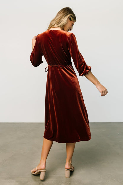 Beckinsale Velvet Wrap Dress | Cinnamon - Baltic Born