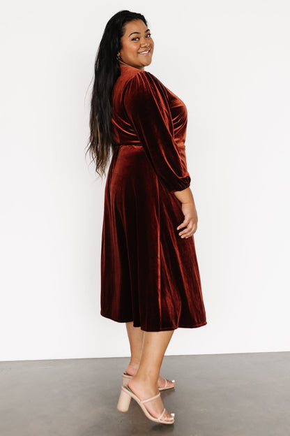 Beckinsale Velvet Wrap Dress | Cinnamon - Baltic Born