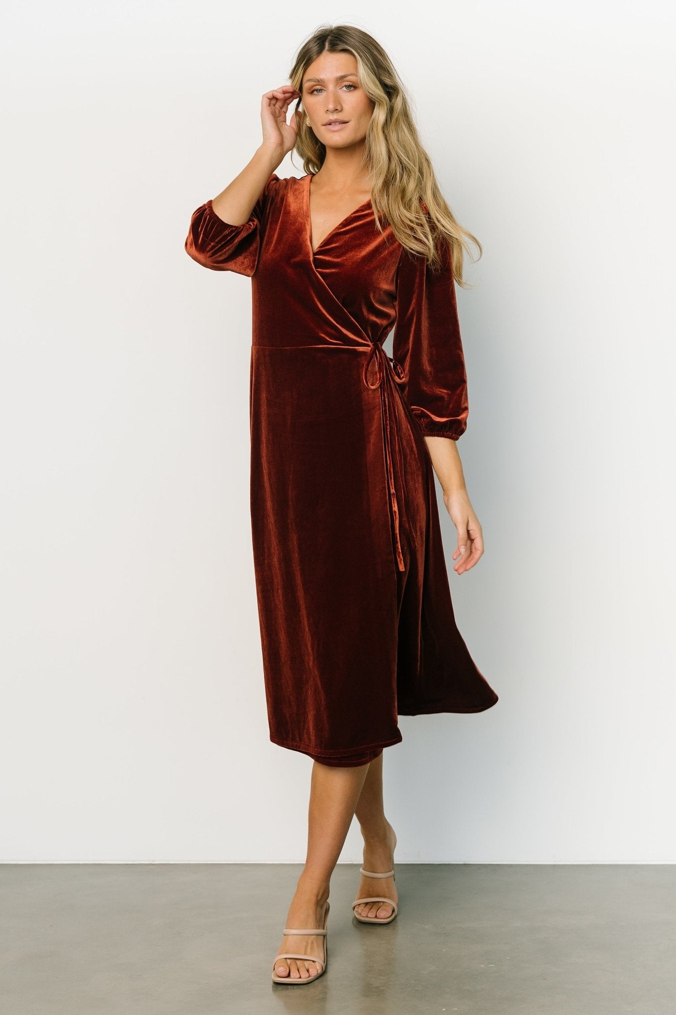 Beckinsale Velvet Wrap Dress | Cinnamon - Baltic Born