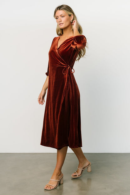 Beckinsale Velvet Wrap Dress | Cinnamon - Baltic Born