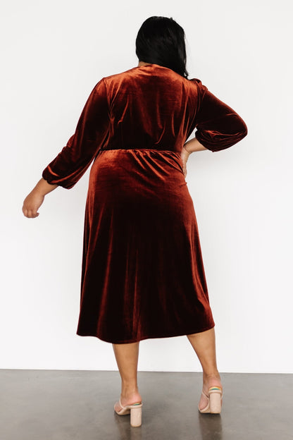 Beckinsale Velvet Wrap Dress | Cinnamon - Baltic Born