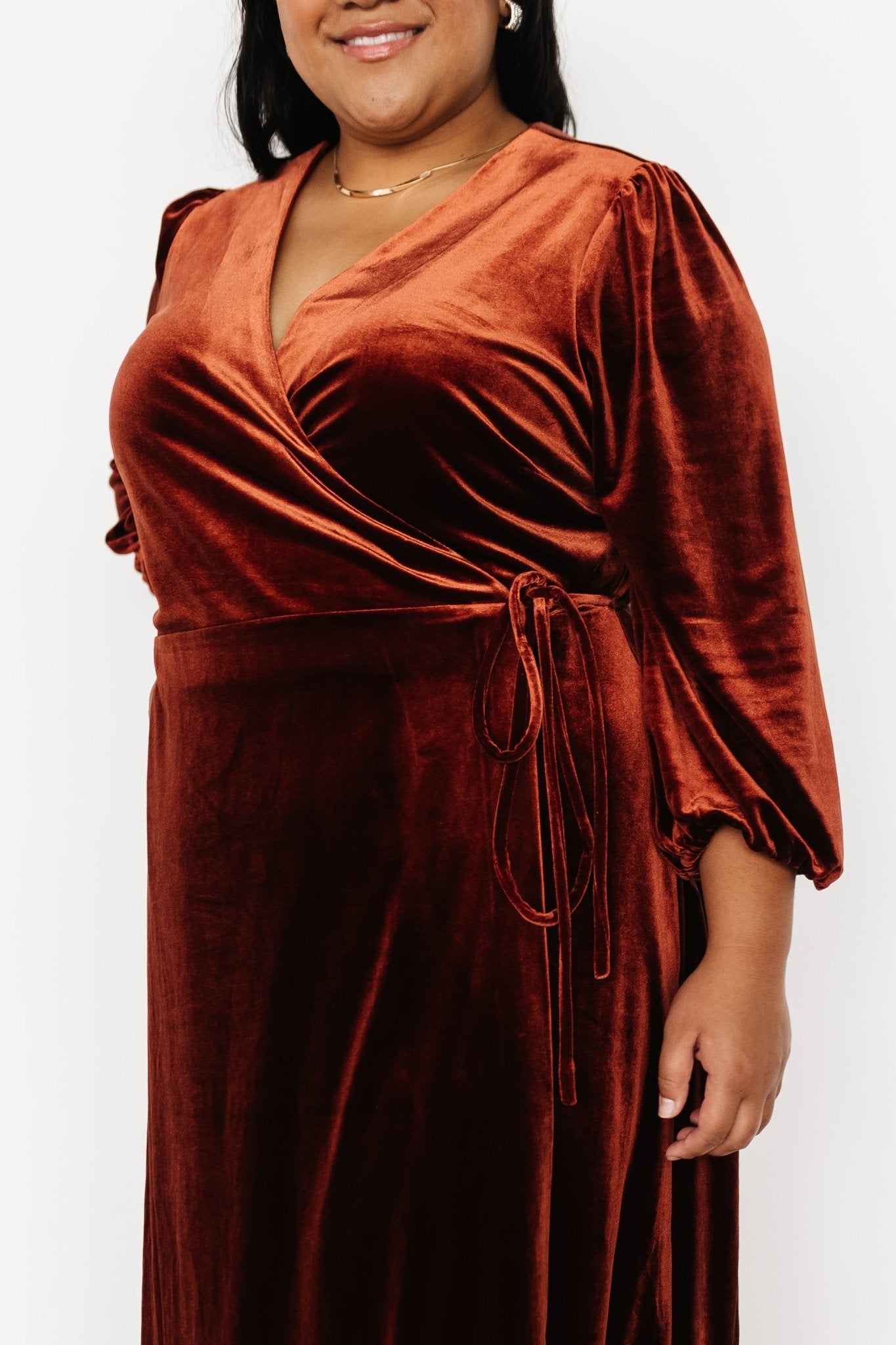 Beckinsale Velvet Wrap Dress | Cinnamon - Baltic Born