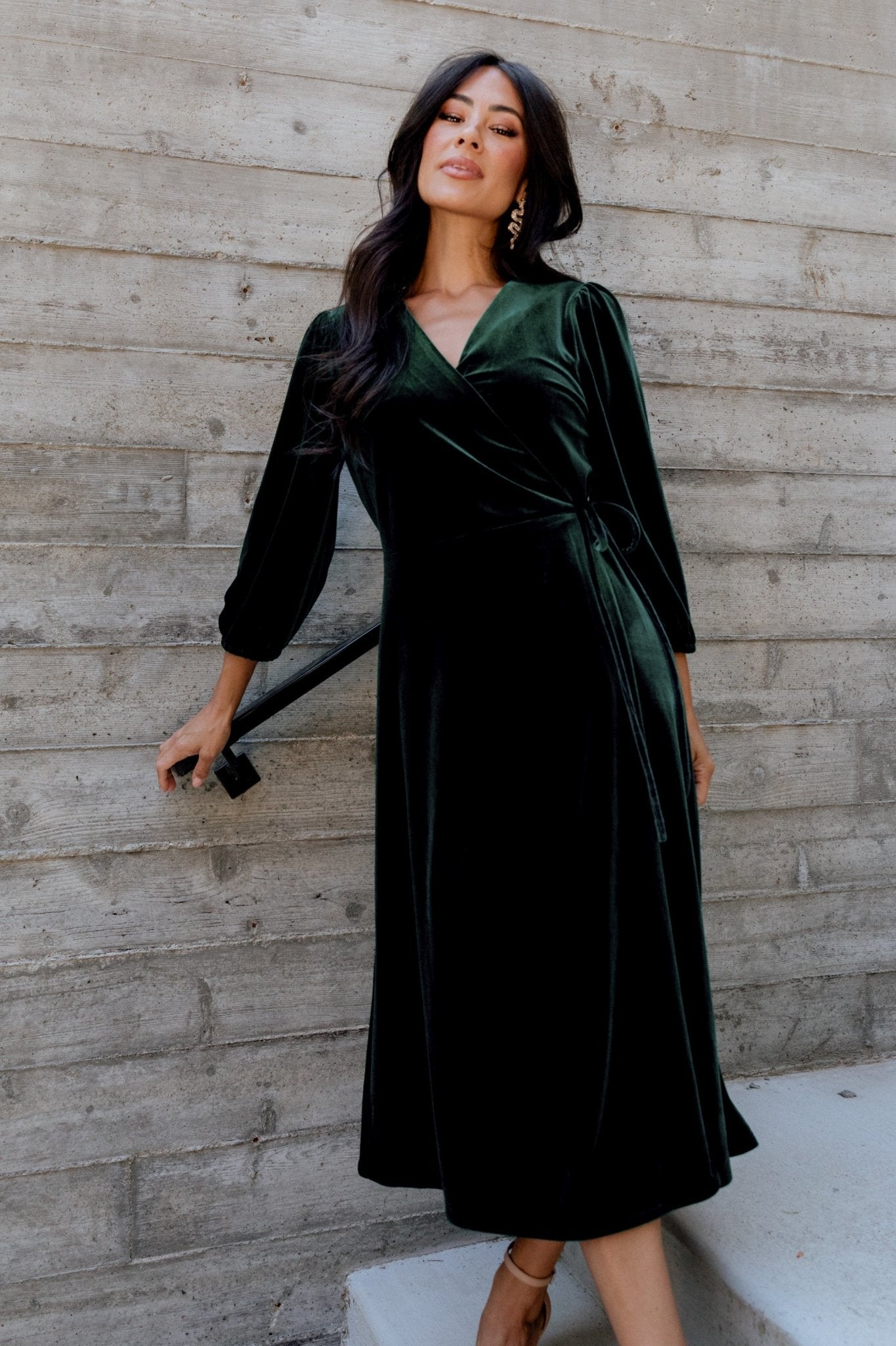 Beckinsale Velvet Wrap Dress | Dark Green - Baltic Born