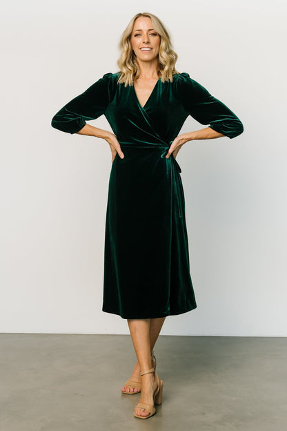 Beckinsale Velvet Wrap Dress | Dark Green - Baltic Born