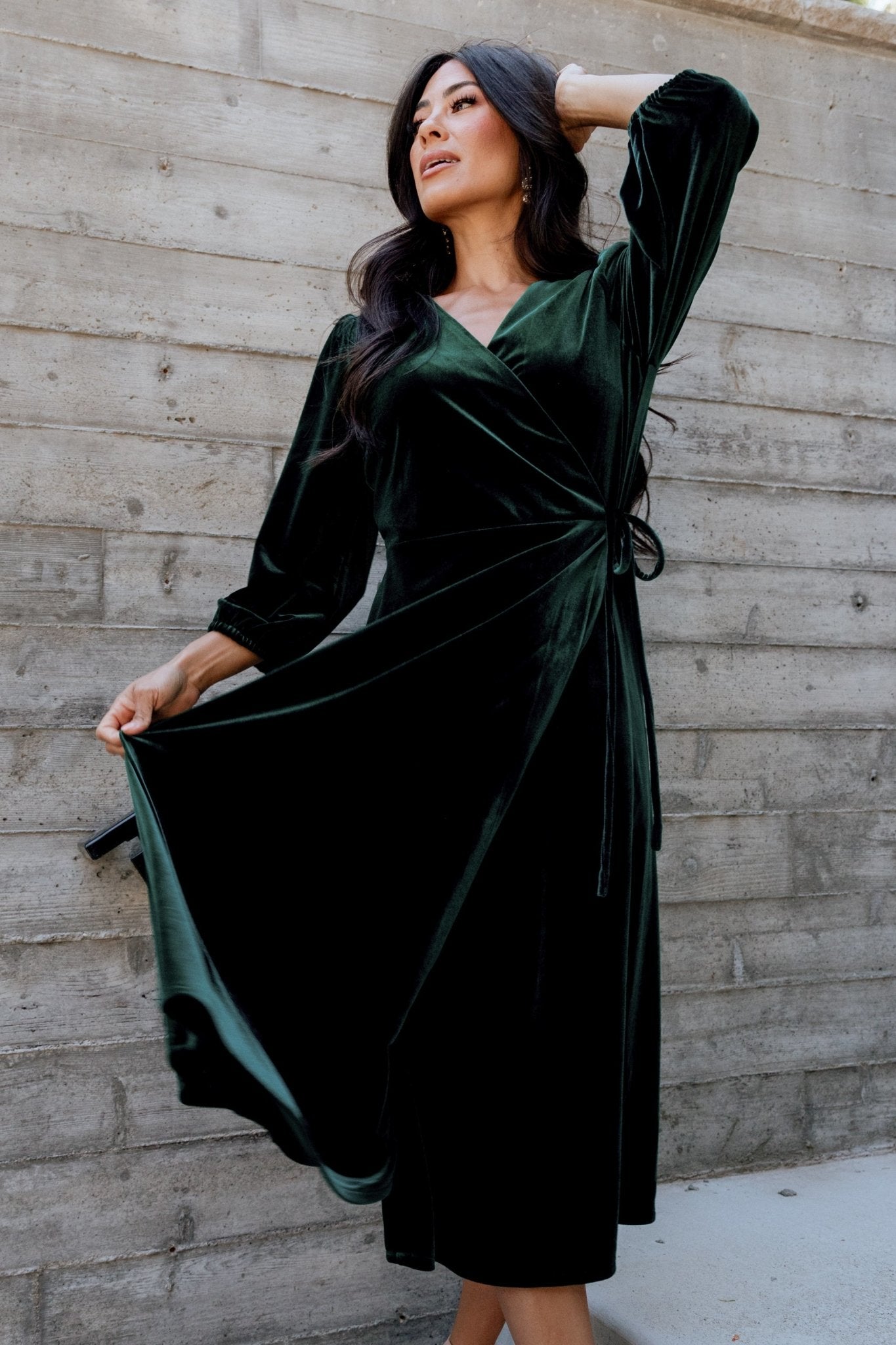 Beckinsale Velvet Wrap Dress | Dark Green - Baltic Born