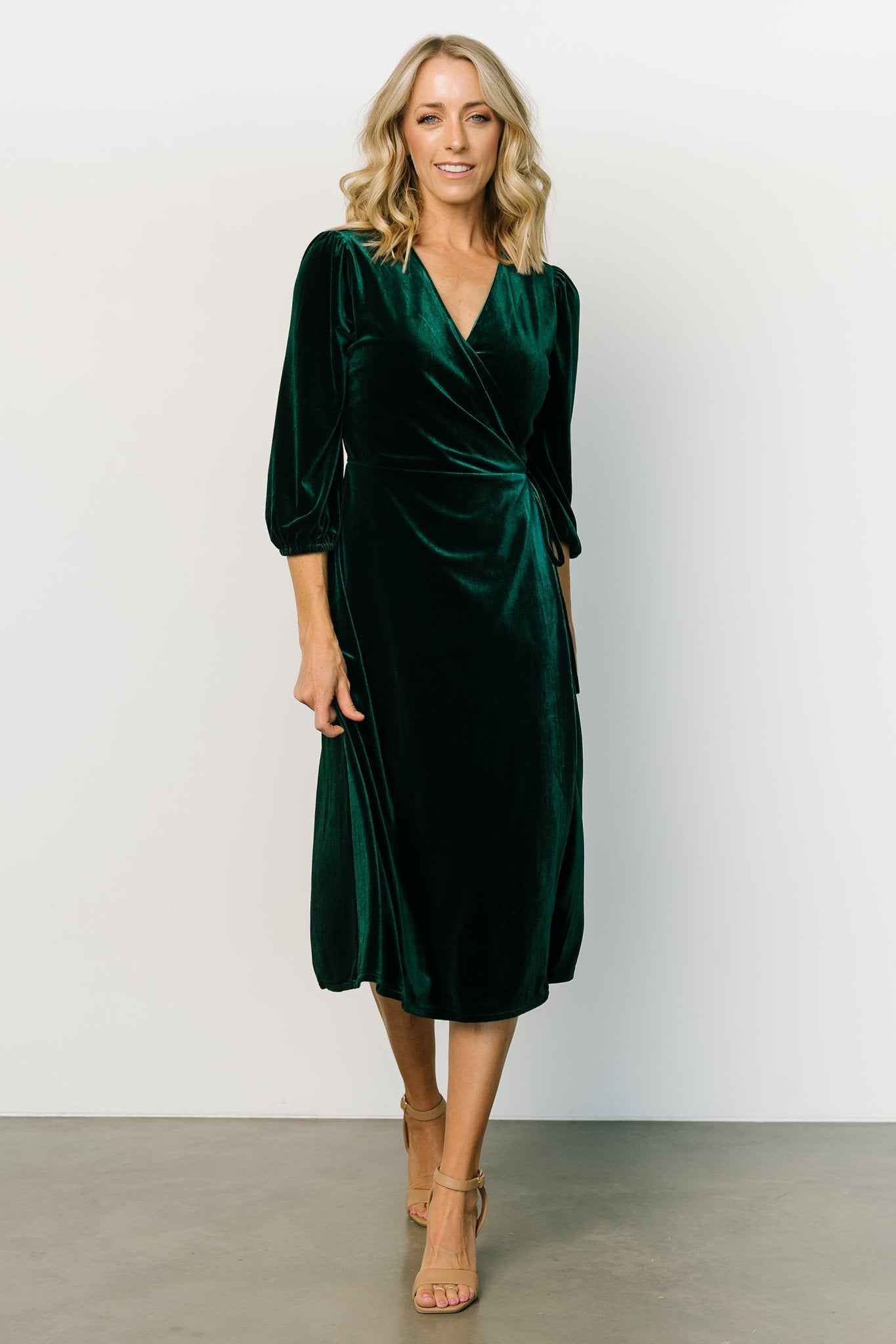 Beckinsale Velvet Wrap Dress | Dark Green - Baltic Born