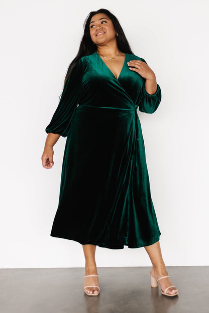 Beckinsale Velvet Wrap Dress | Dark Green - Baltic Born