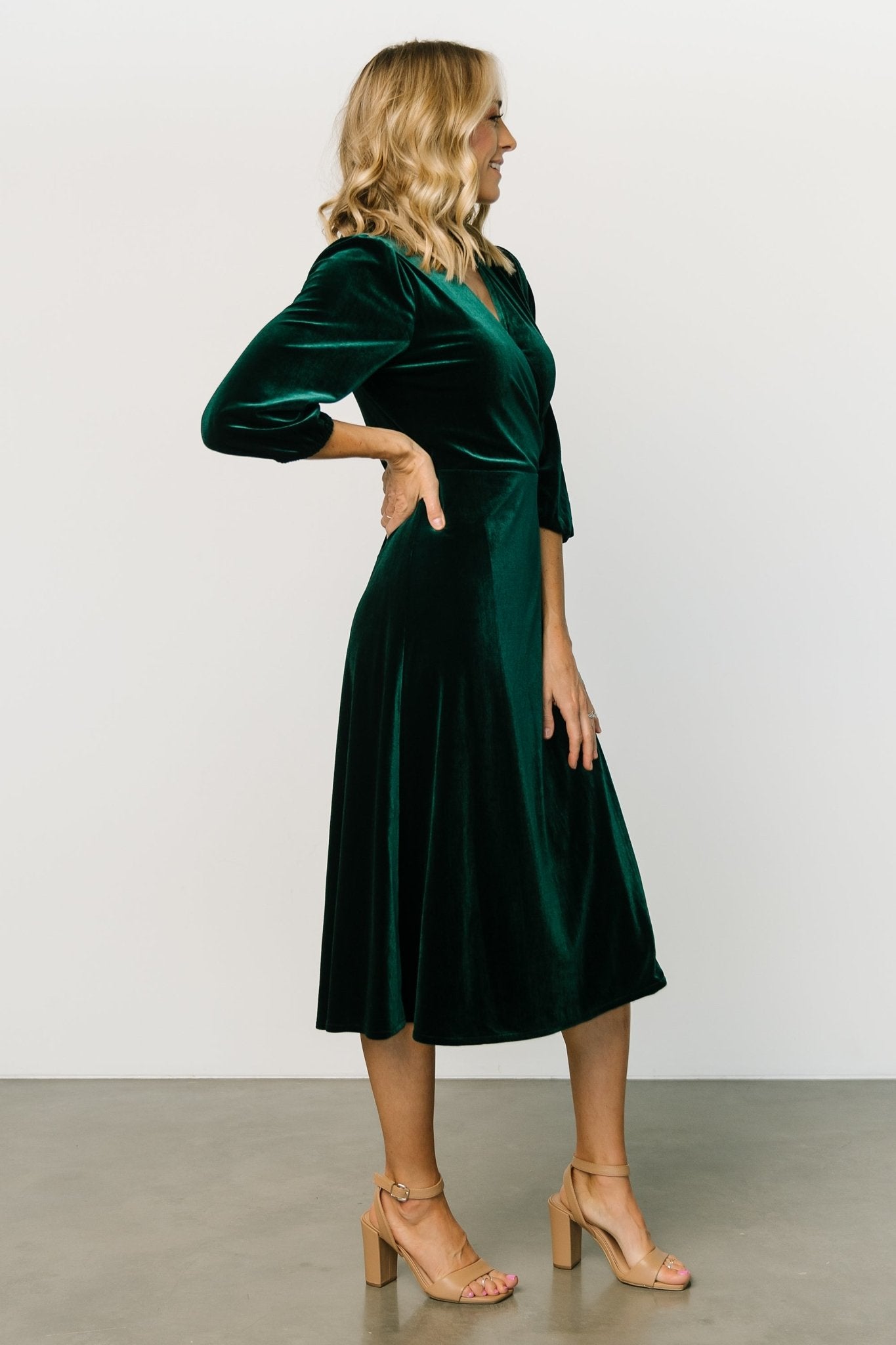 Green velour wrap dress best sale