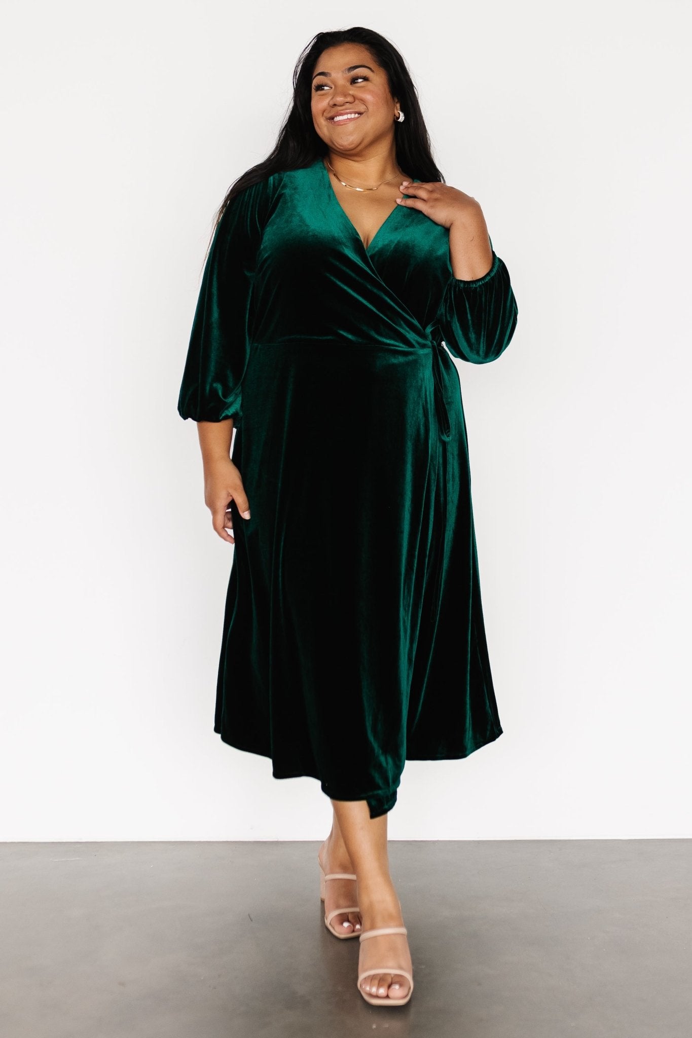 Beckinsale Velvet Wrap Dress | Dark Green - Baltic Born