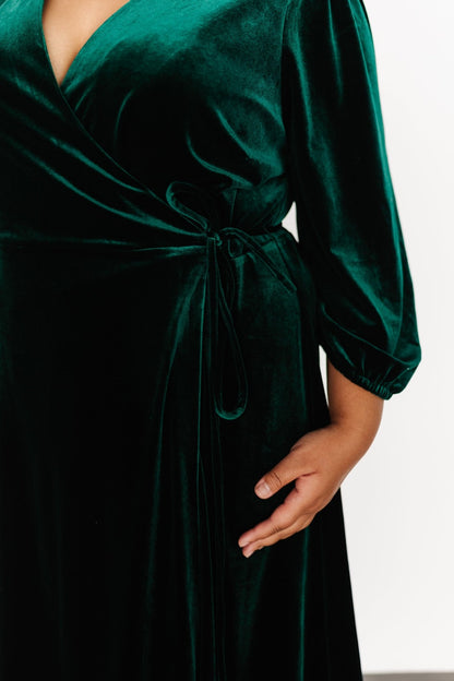 Beckinsale Velvet Wrap Dress | Dark Green - Baltic Born