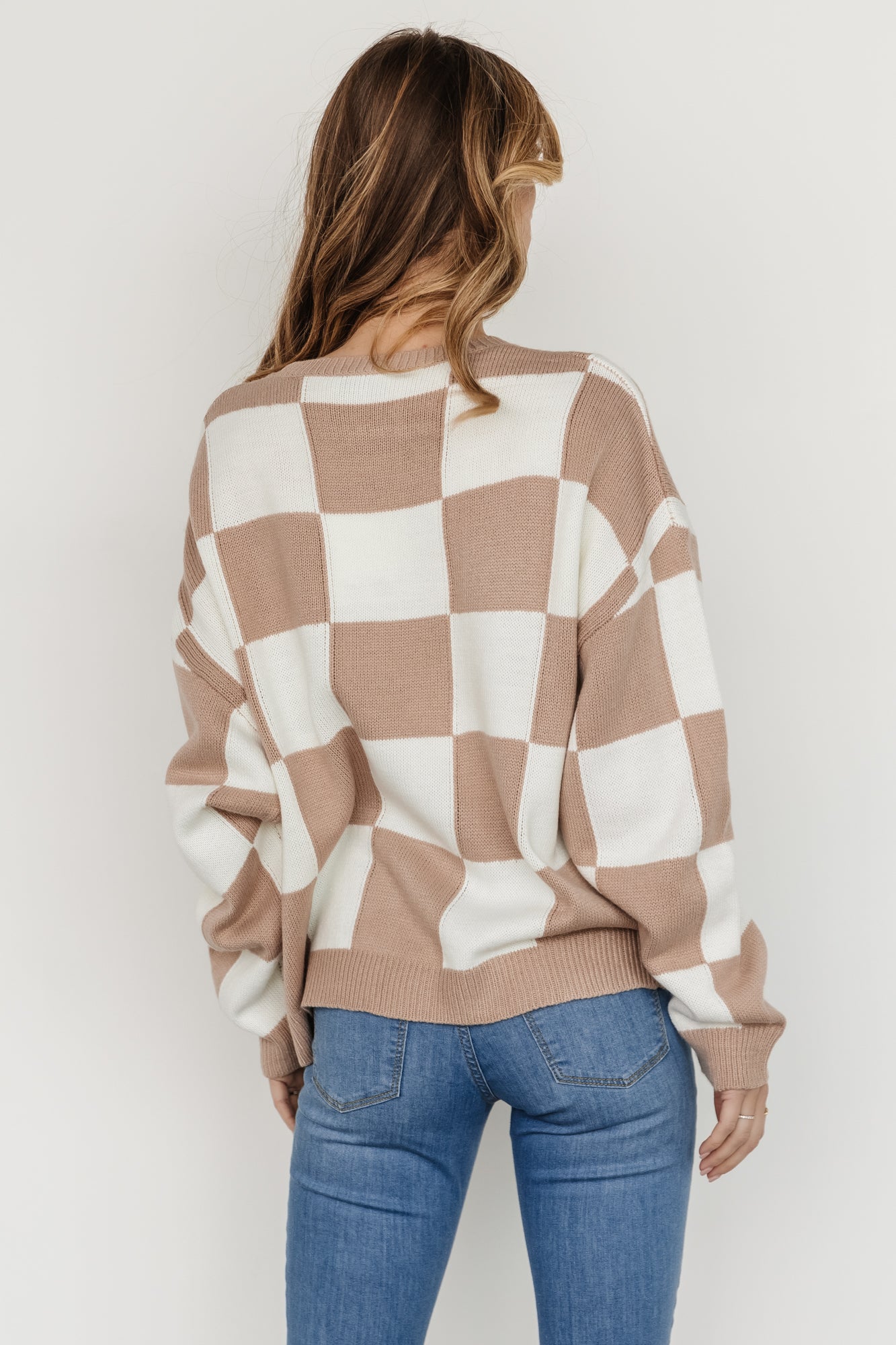 Bella Checkered Sweater | Taupe - Baltic Born