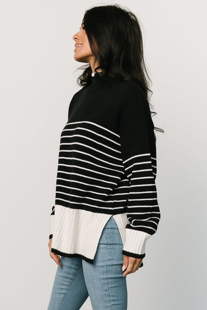 Benedict Stripe Knit Sweater | Black + Cream - Baltic Born