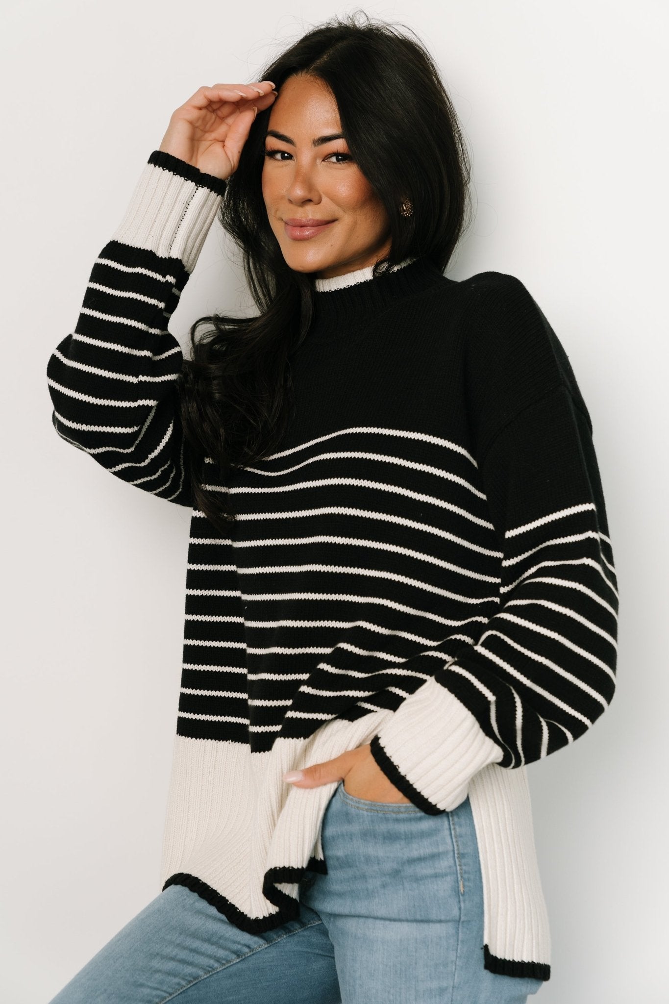 Benedict Stripe Knit Sweater | Black + Cream - Baltic Born