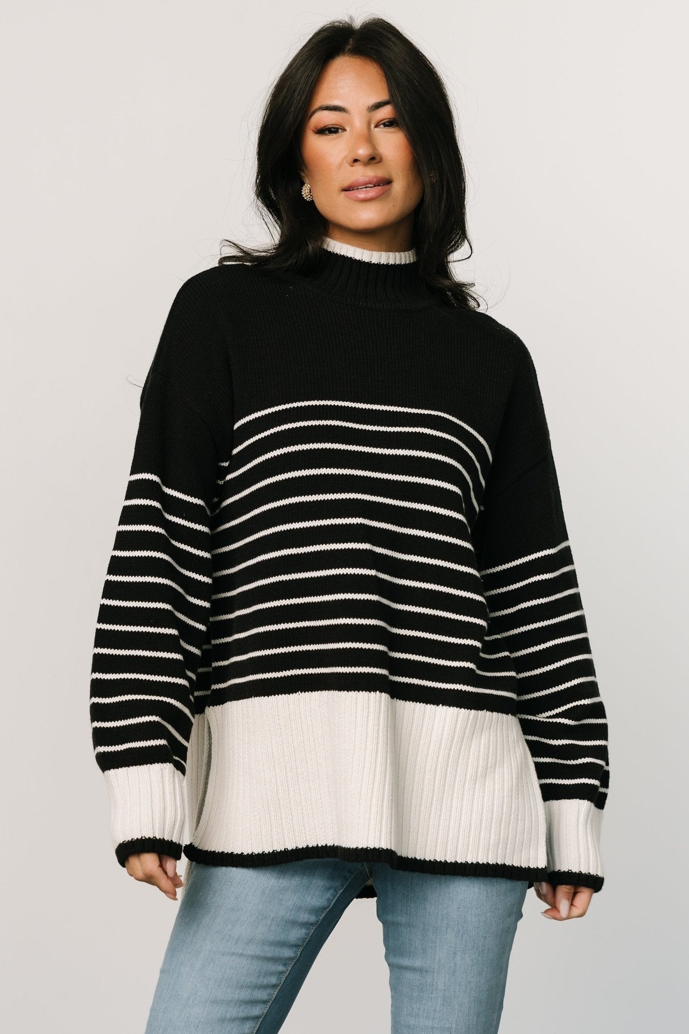 Benedict Stripe Knit Sweater | Black + Cream - Baltic Born