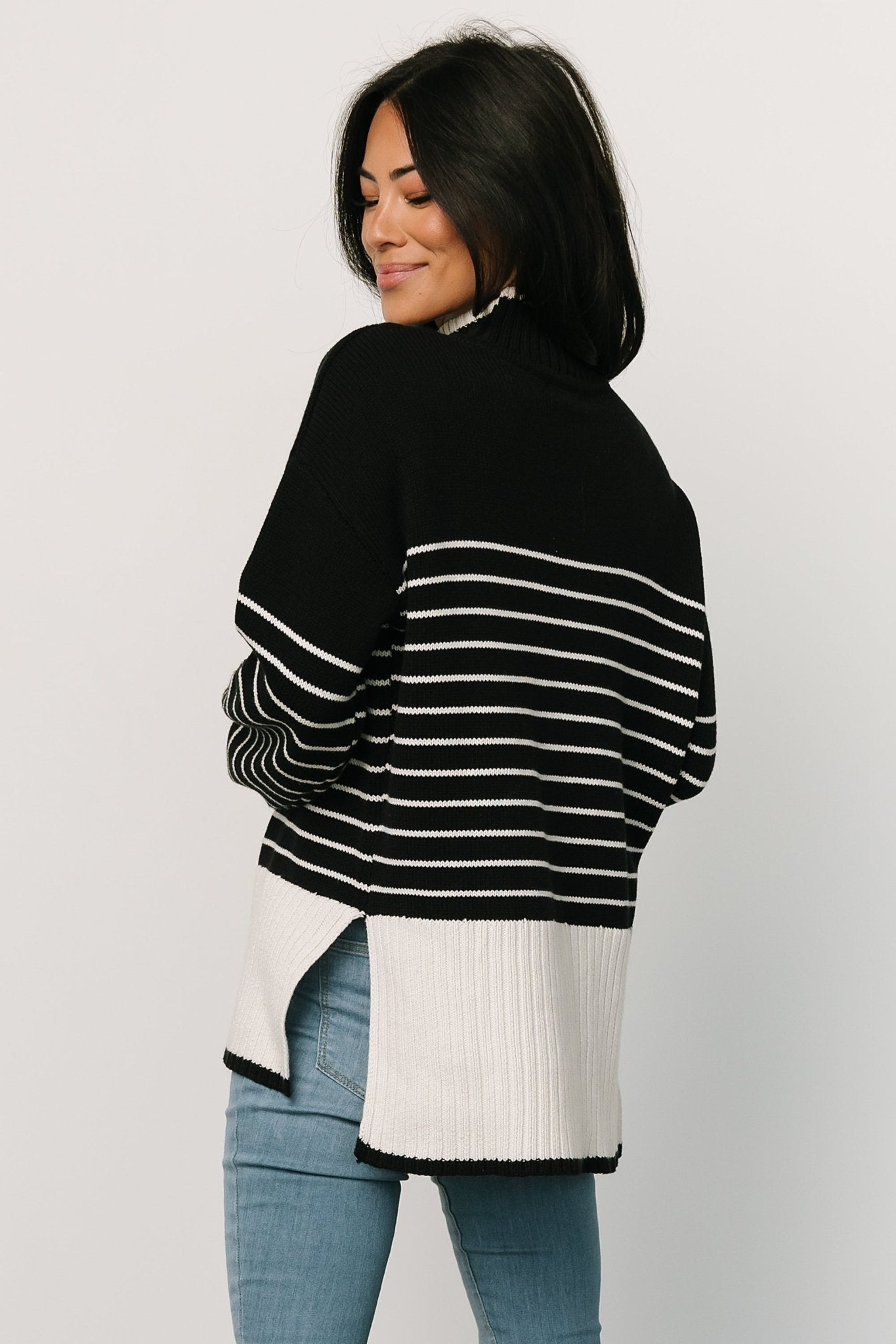 Benedict Stripe Knit Sweater | Black + Cream - Baltic Born