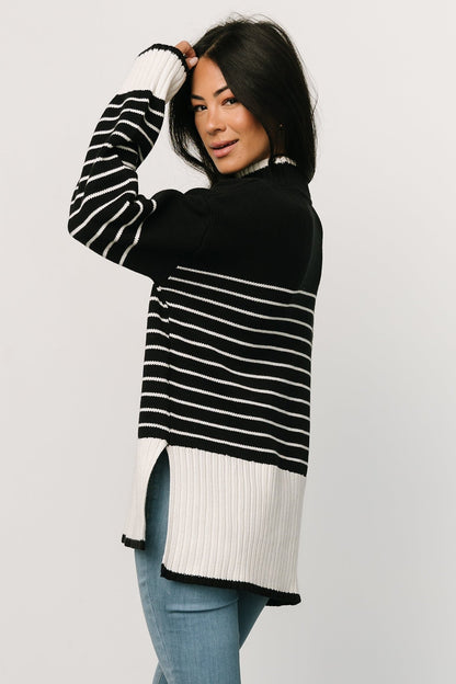 Benedict Stripe Knit Sweater | Black + Cream - Baltic Born