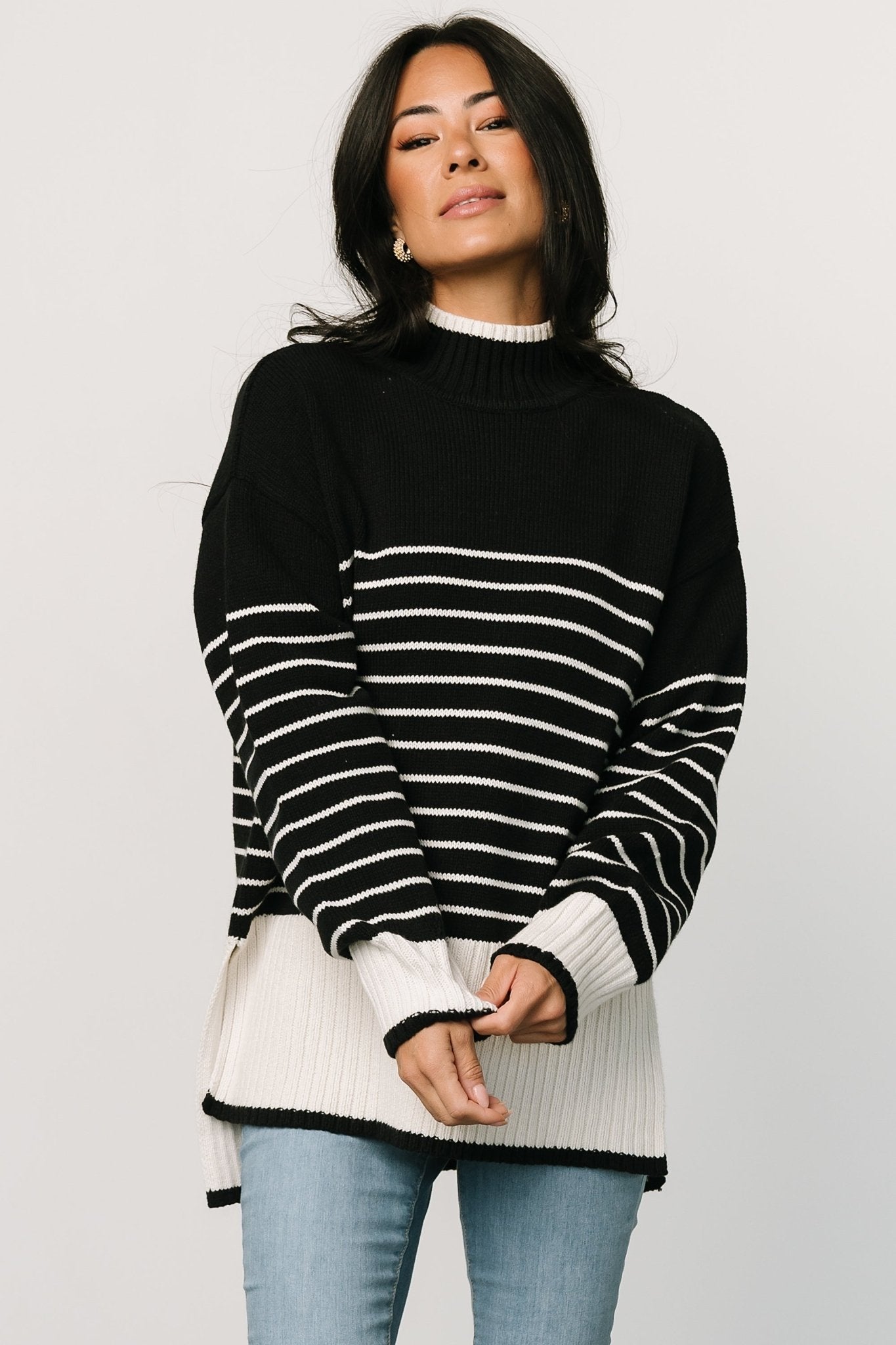 Benedict Stripe Knit Sweater | Black + Cream - Baltic Born