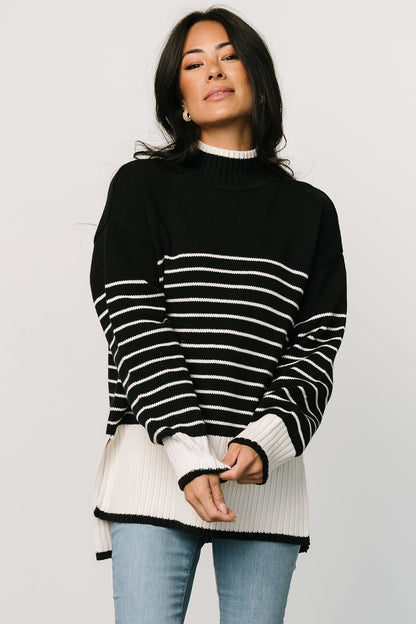 Benedict Stripe Knit Sweater | Black + Cream - Baltic Born