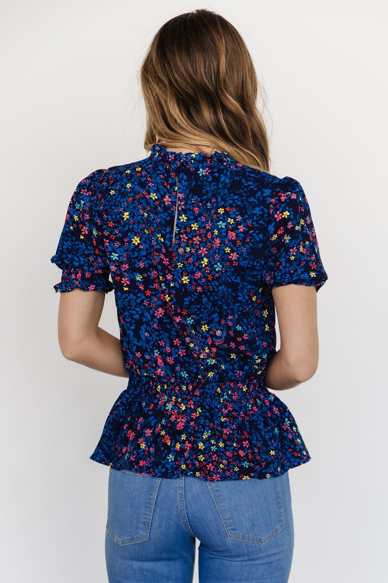 Beth Peplum Top | Blue Multi - Baltic Born