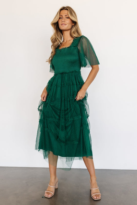 Bexley Tulle Dress | Dark Green - Baltic Born