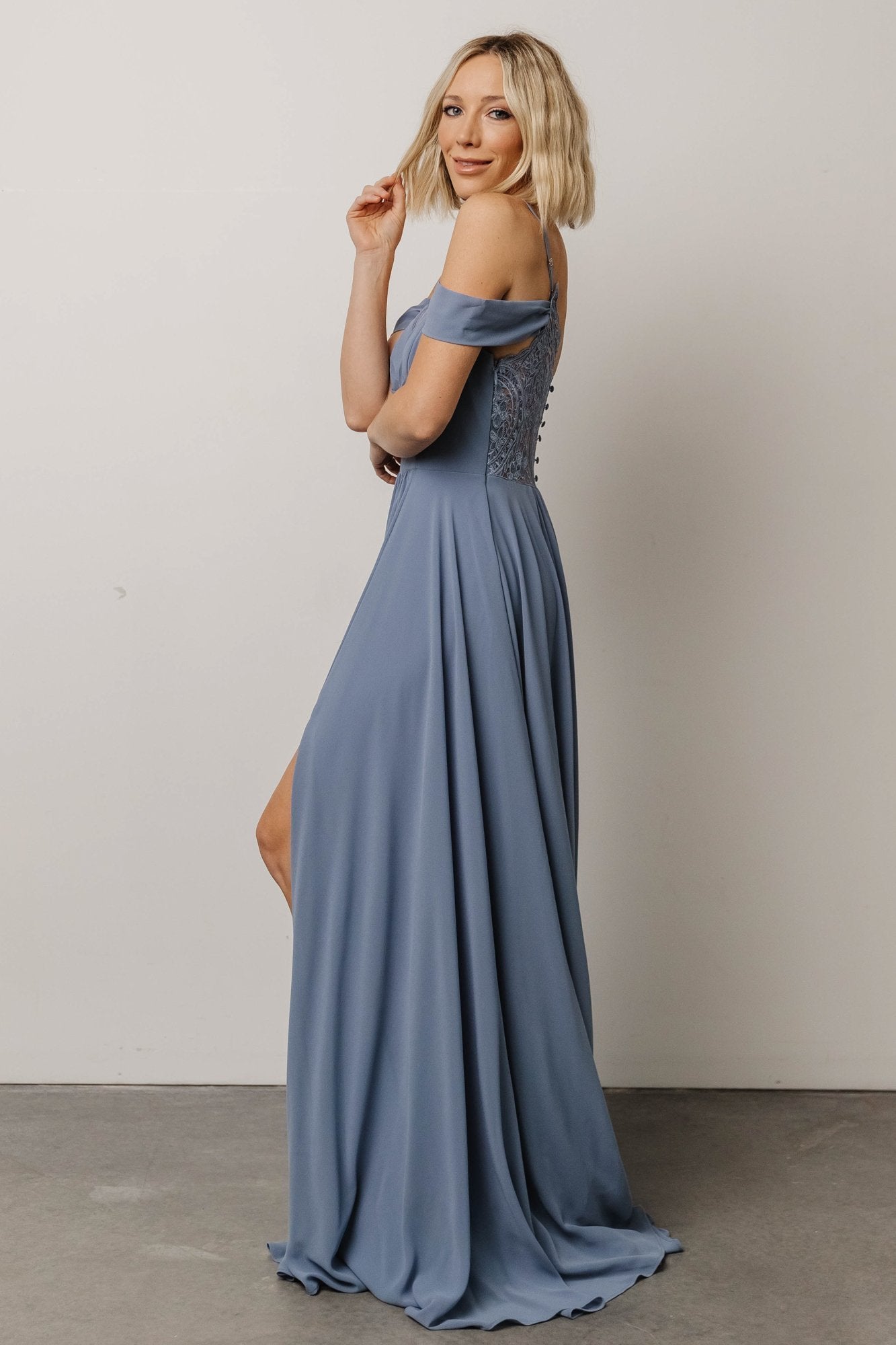 Bianca Lace Maxi Dress | Dusty Blue - Baltic Born