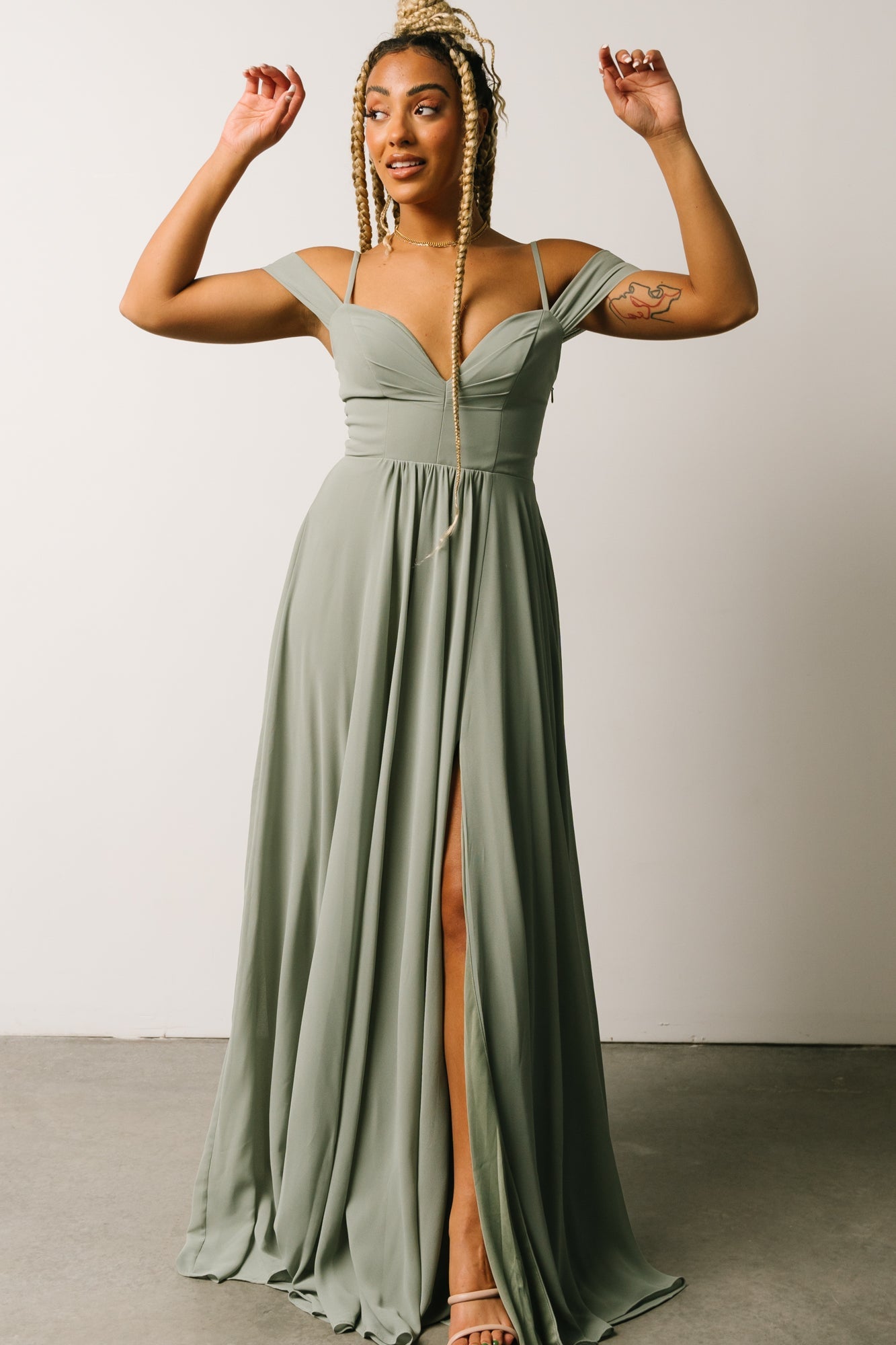 Bianca Lace Maxi Dress | Dusty Sage - Baltic Born