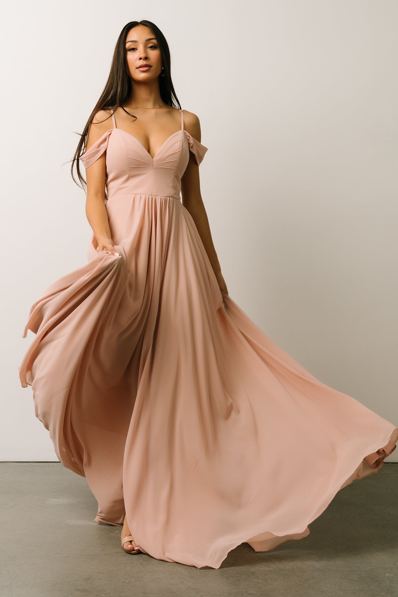 Nude color maxi dress best sale