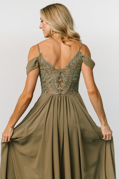 Bianca Lace Maxi Dress | Olive - Baltic Born