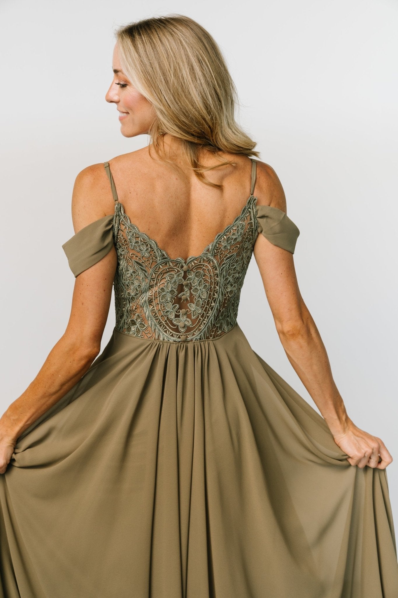 Bianca Lace Maxi Dress | Olive - Baltic Born