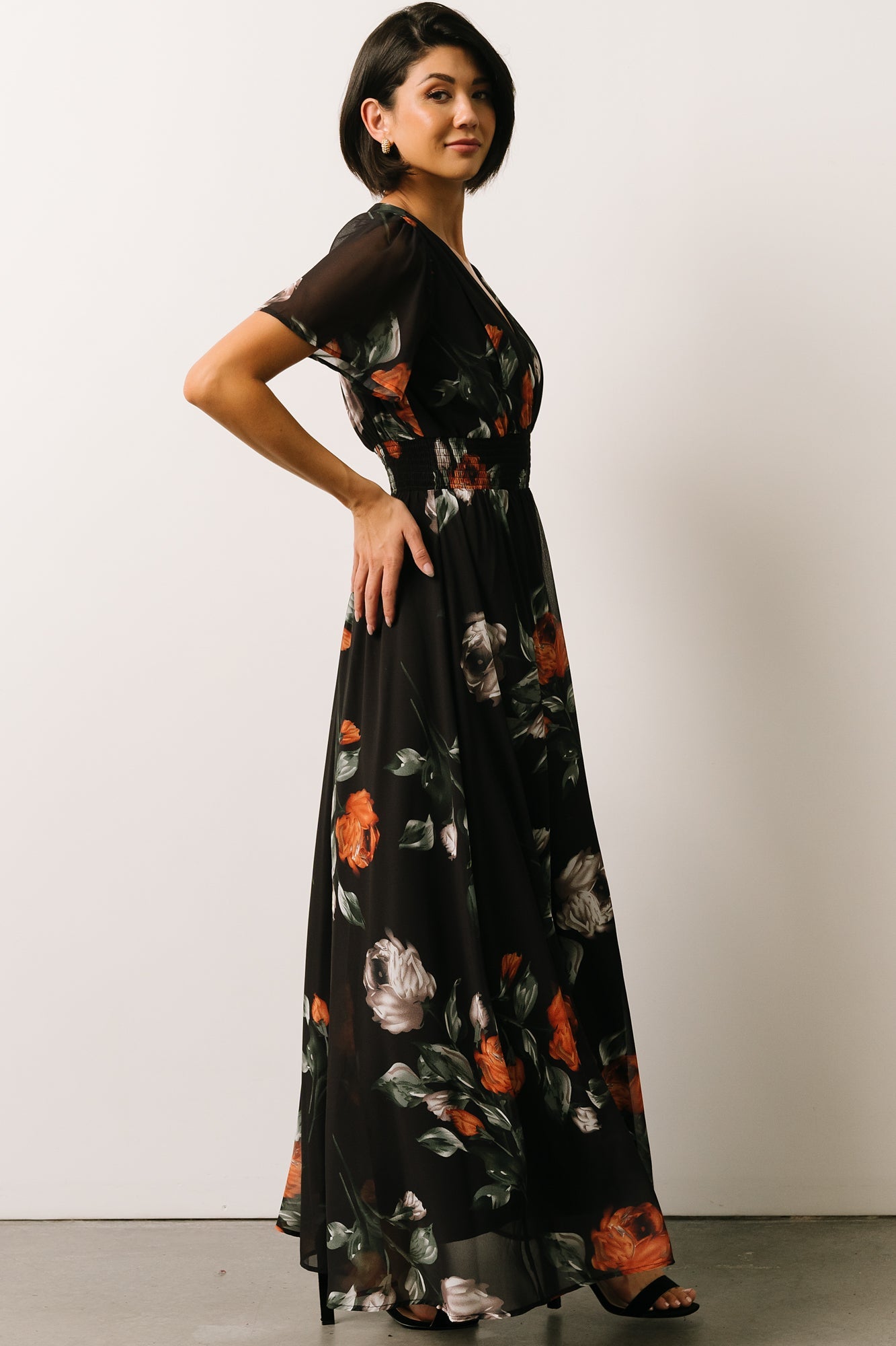 Birdie Maxi Dress | Black + Rust Floral | Baltic Born