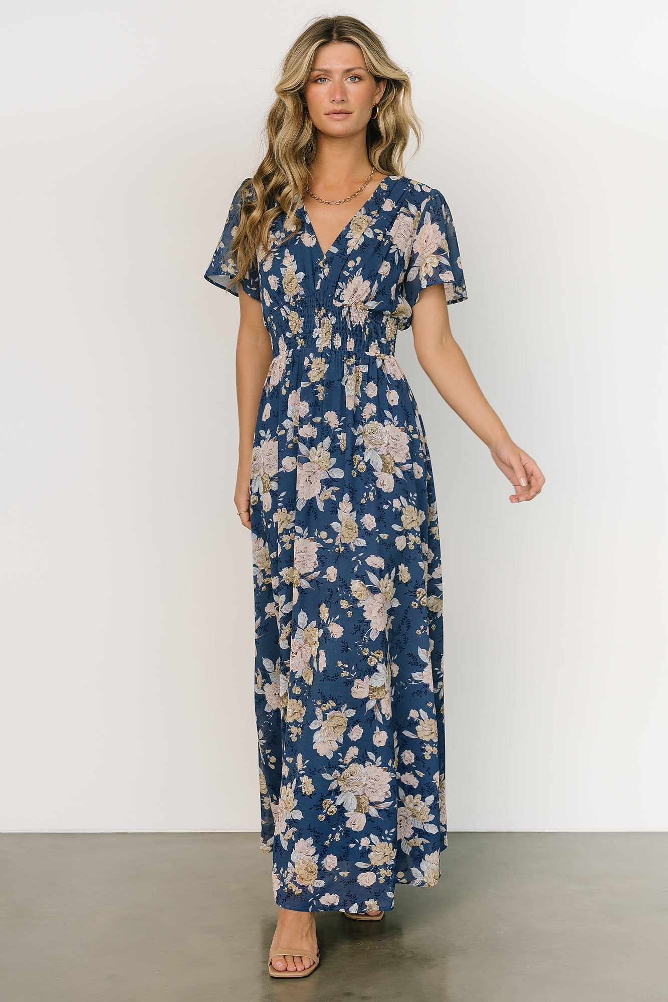 Birdie Maxi Dress | Blue + Blush Floral - Baltic Born