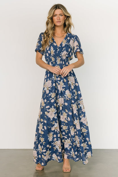 Birdie Maxi Dress | Blue + Blush Floral - Baltic Born