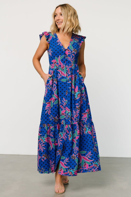 Biscayne Maxi Dress | Indigo Print - Baltic Born