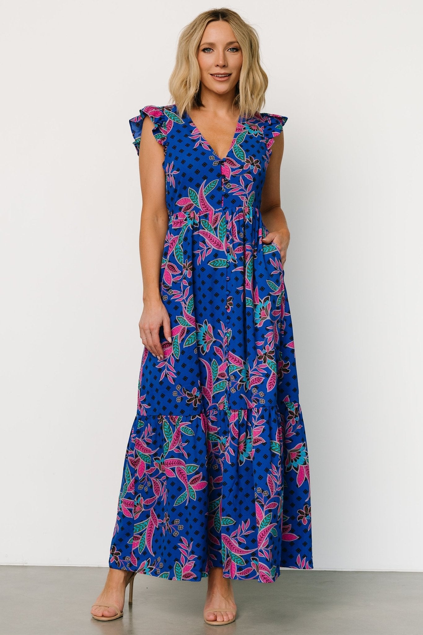 Biscayne Maxi Dress | Indigo Print - Baltic Born