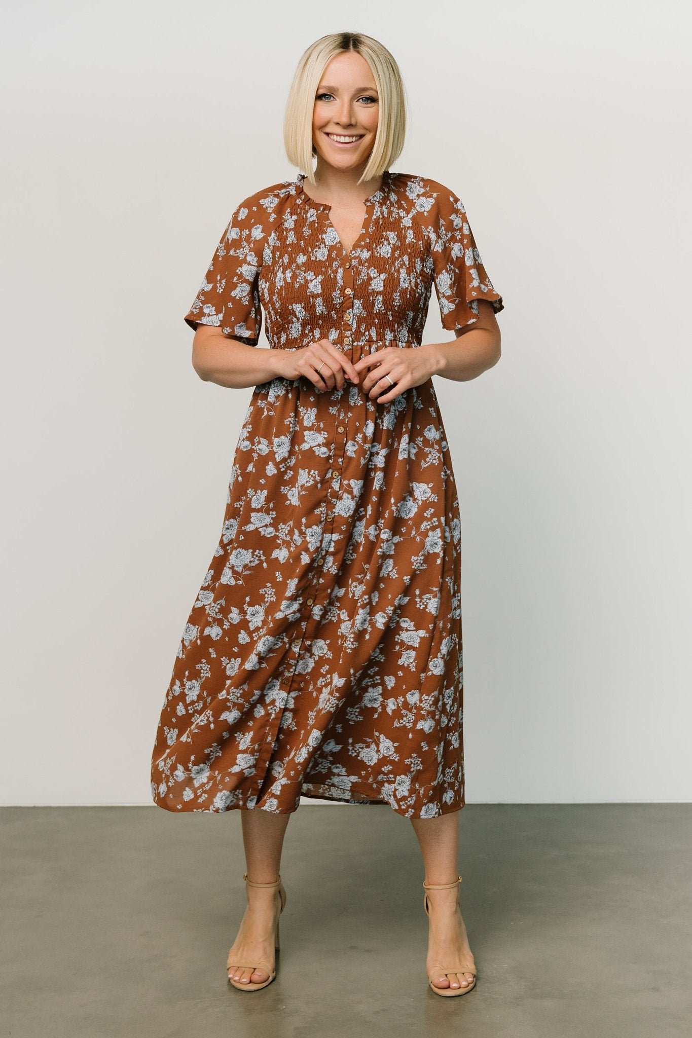 Botega Midi Dress | Brown + Blue - Baltic Born