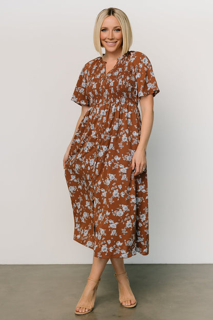 Botega Midi Dress | Brown + Blue - Baltic Born