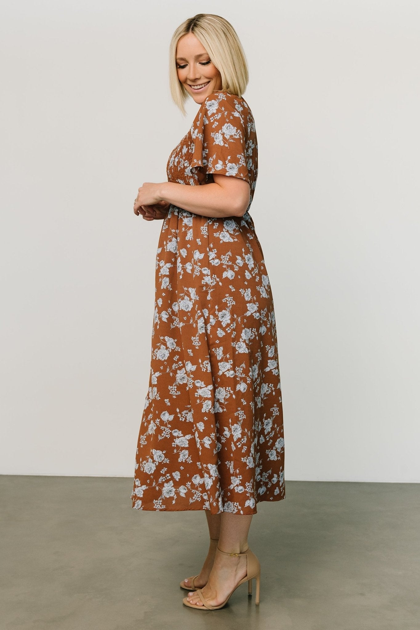 Botega Midi Dress | Brown + Blue - Baltic Born