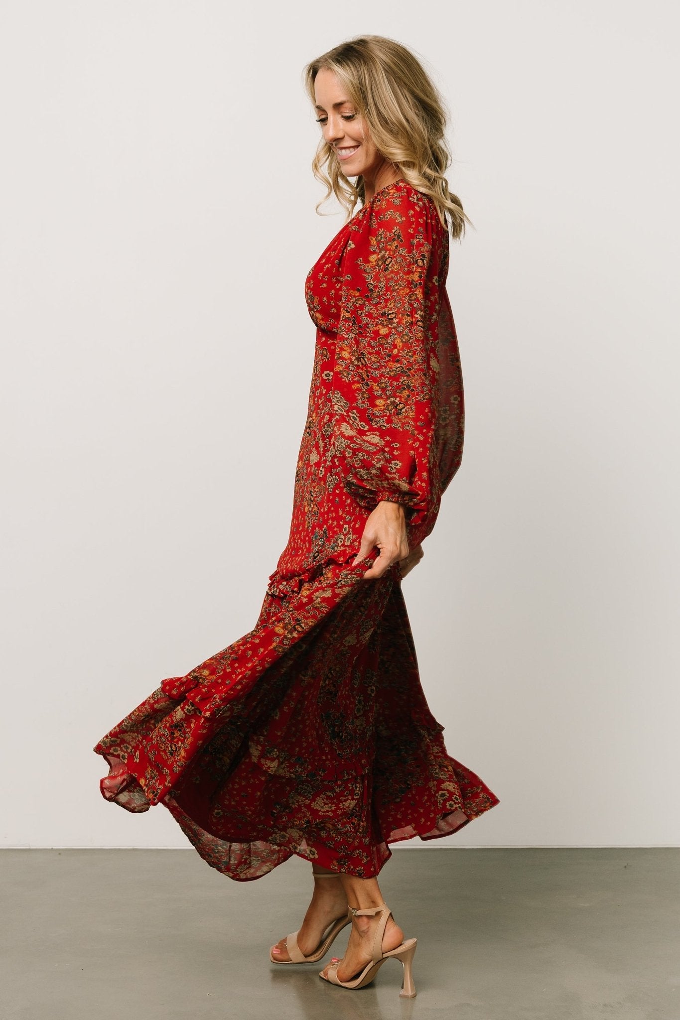 Bowman Deep V Maxi Dress | Red Multi - Baltic Born