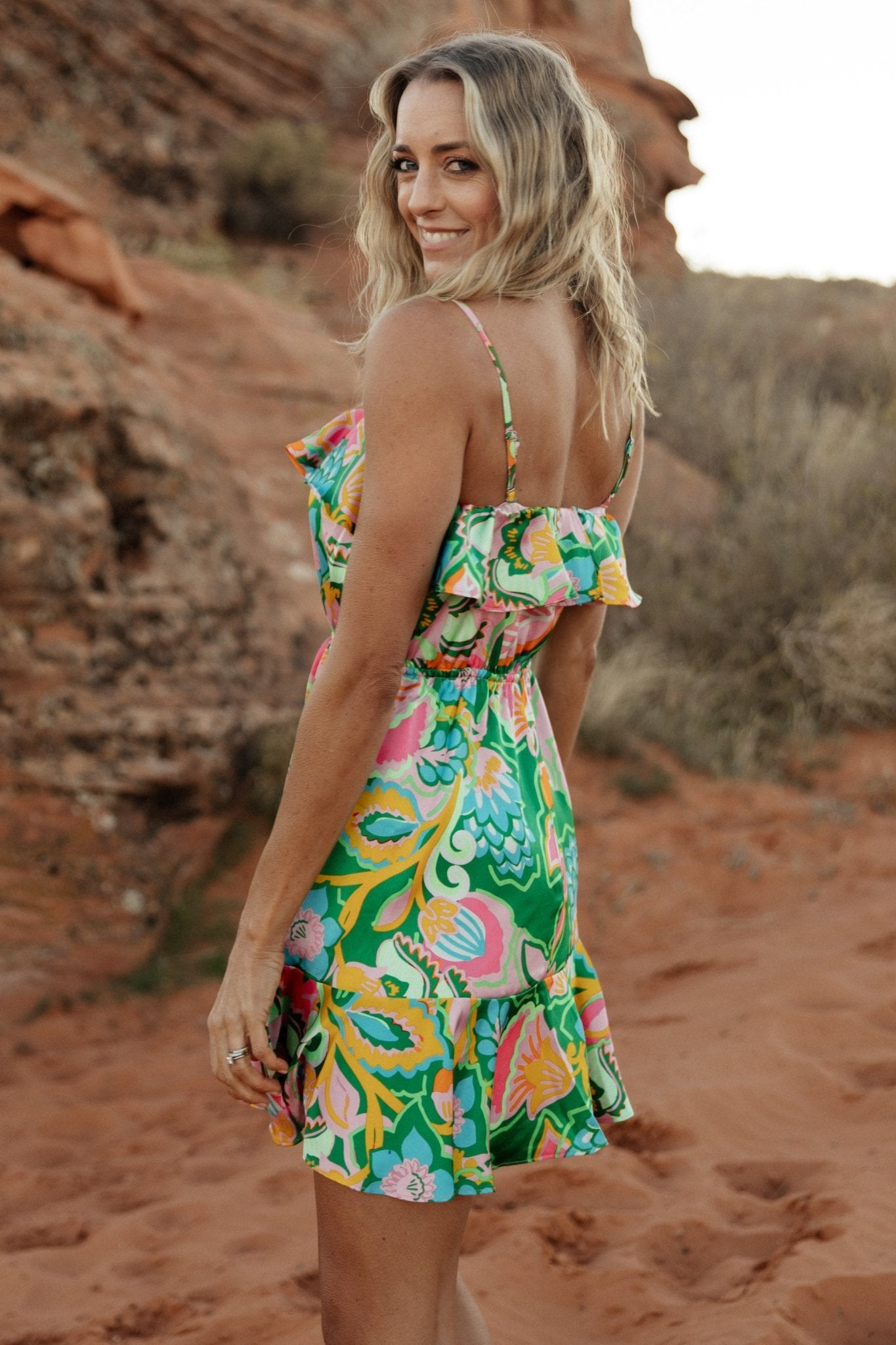 Braiden Short Dress | Green Multi Floral - Baltic Born