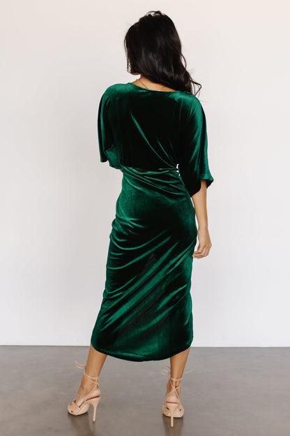 Brendyn Ruched Velvet Dress | Emerald - Baltic Born